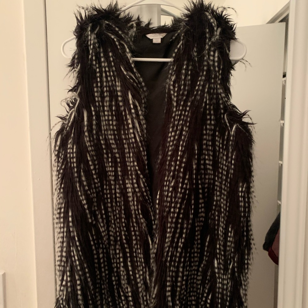 Black & White Shag Faux Fur Vest